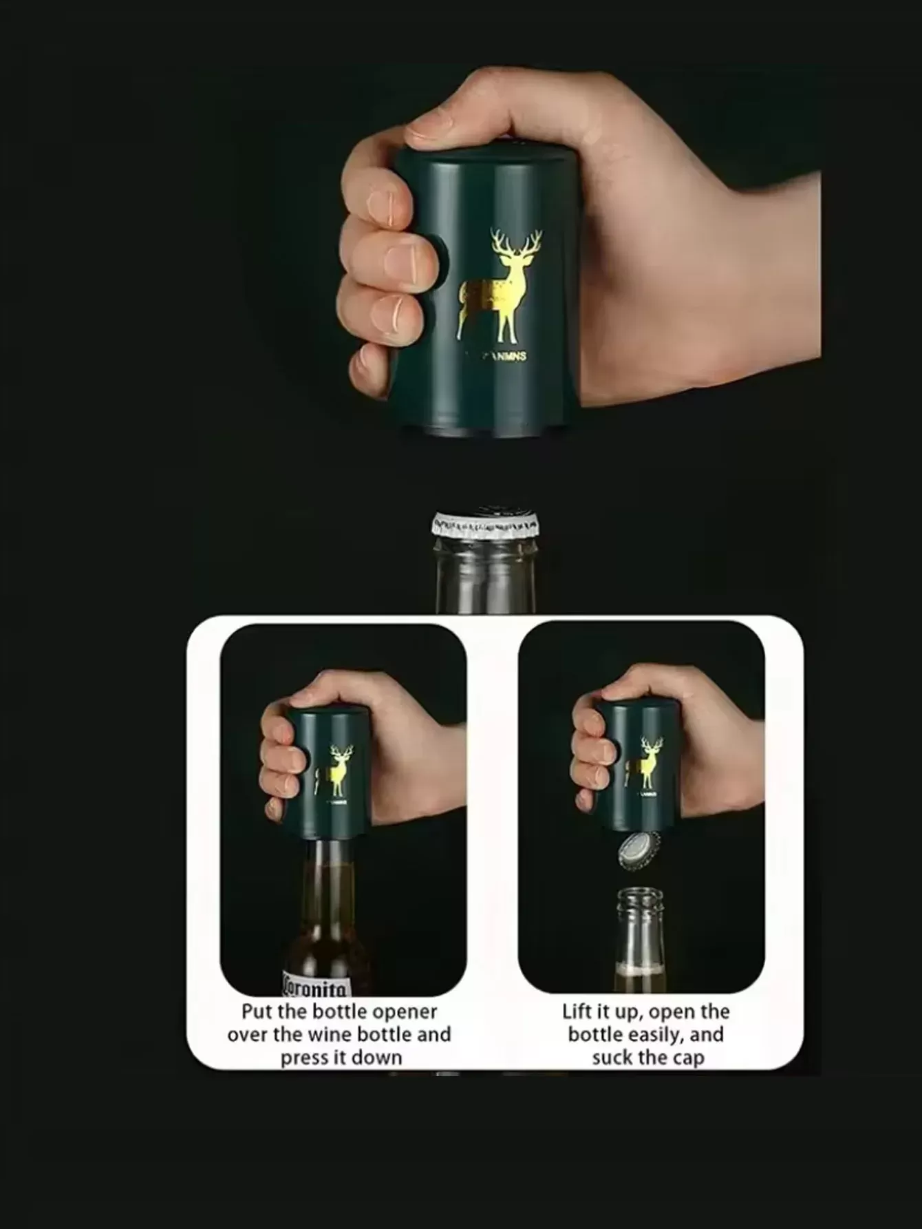 פותחן בקבוק בירה אוטומטי מפלדת אל חלד - תמונה 4
